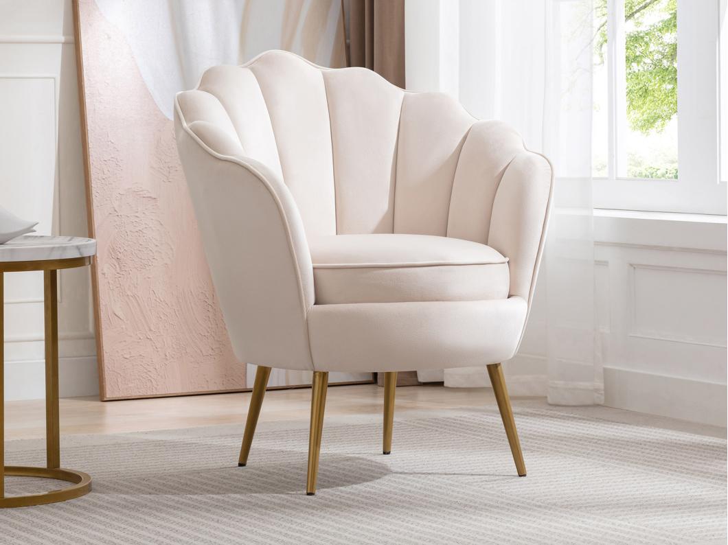 Muschelsessel - Samt - Beige - LALEA