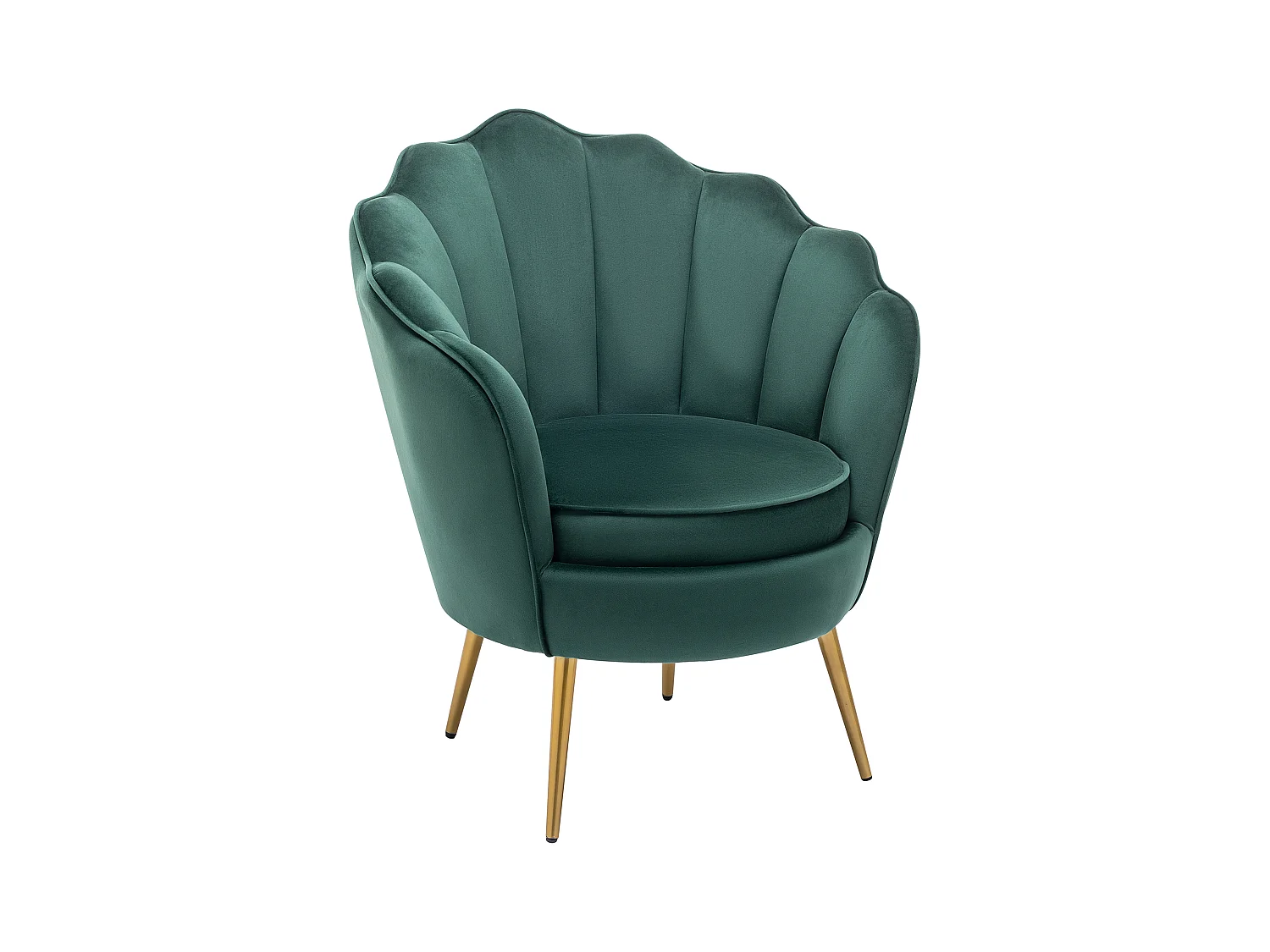 Sillón concha de terciopelo verde LALEA