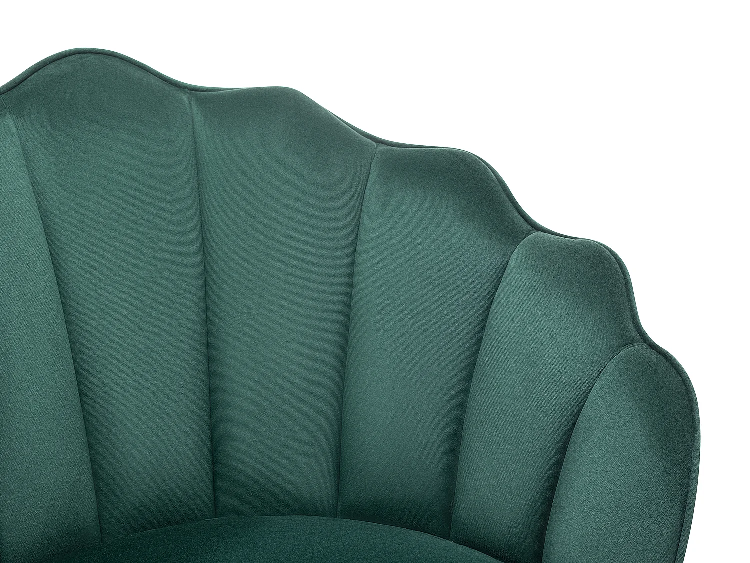 Schelpvormige fauteuil van groen velours LALEA