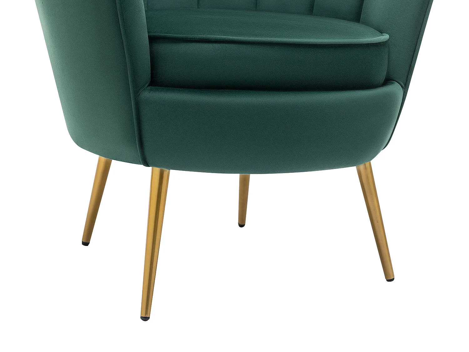 Schelpvormige fauteuil van groen velours LALEA