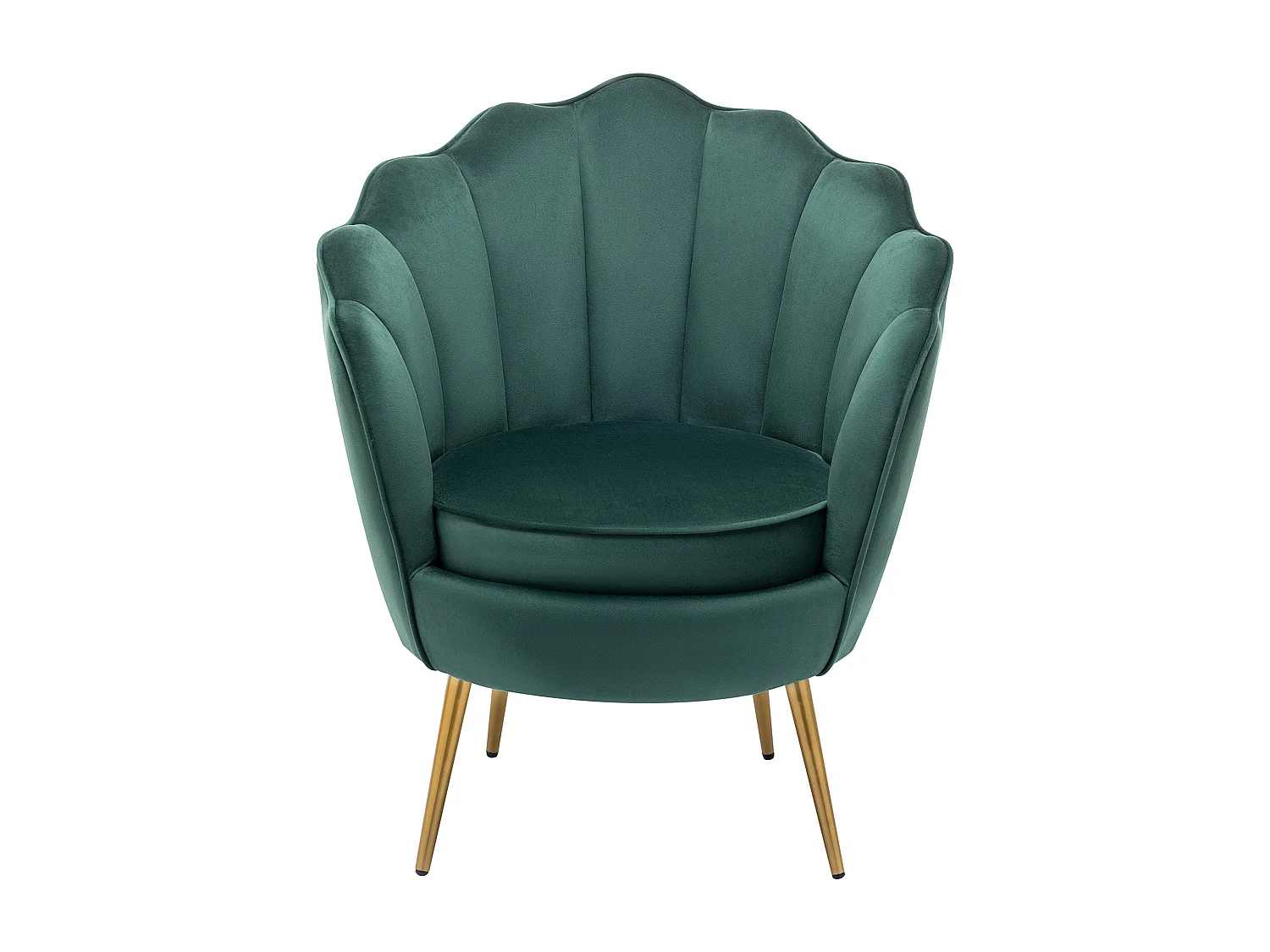 Schelpvormige fauteuil van groen velours LALEA