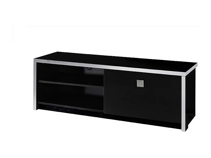 Móvel para TV design, 150cm na cor preta brilhante com acabamentos cromados coleção LYON.