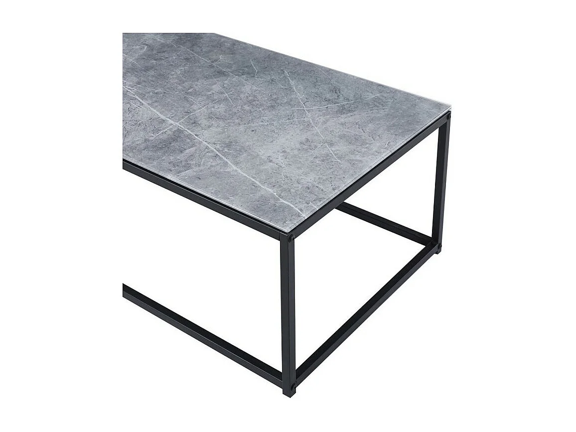 Table basse TRAMPSTA en verre effet gris pierre, idéal pour un salon unique