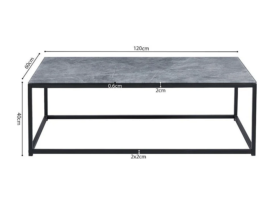 Table basse TRAMPSTA en verre effet gris pierre, idéal pour un salon unique