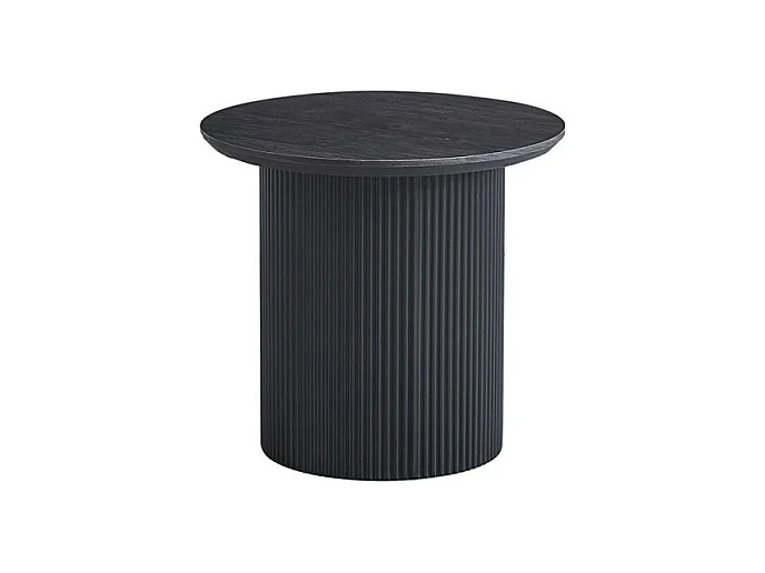 Table basse VAGOS – Effet bois brun foncé – Diamètre 50 cm – Style contemporain