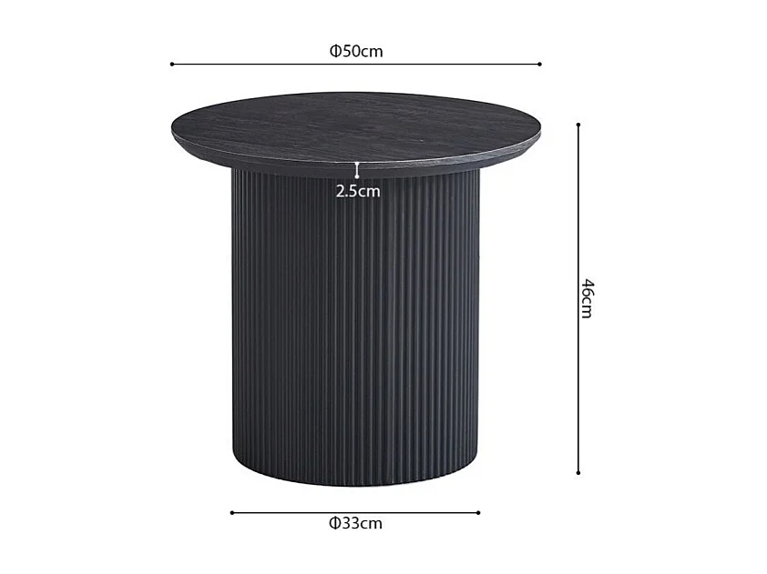 Table basse VAGOS – Effet bois brun foncé – Diamètre 50 cm – Style contemporain