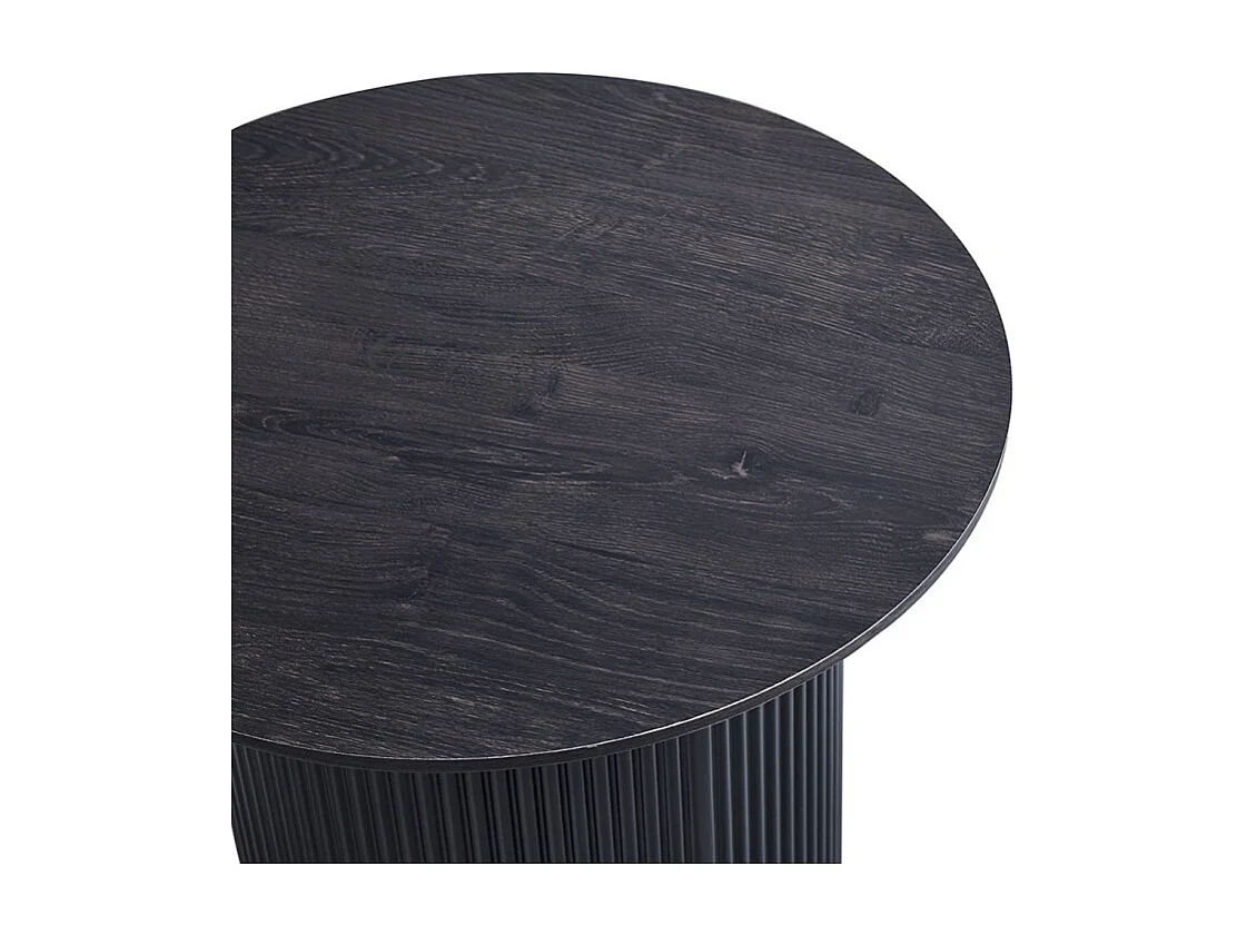 Table basse VAGOS – Effet bois brun foncé – Diamètre 50 cm – Style contemporain