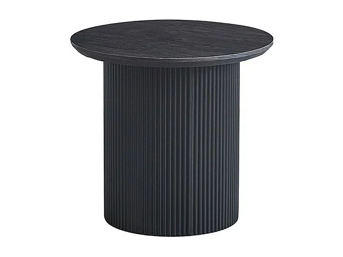 Table basse VAGOS – Effet bois brun foncé – Diamètre 50 cm – Style contemporain