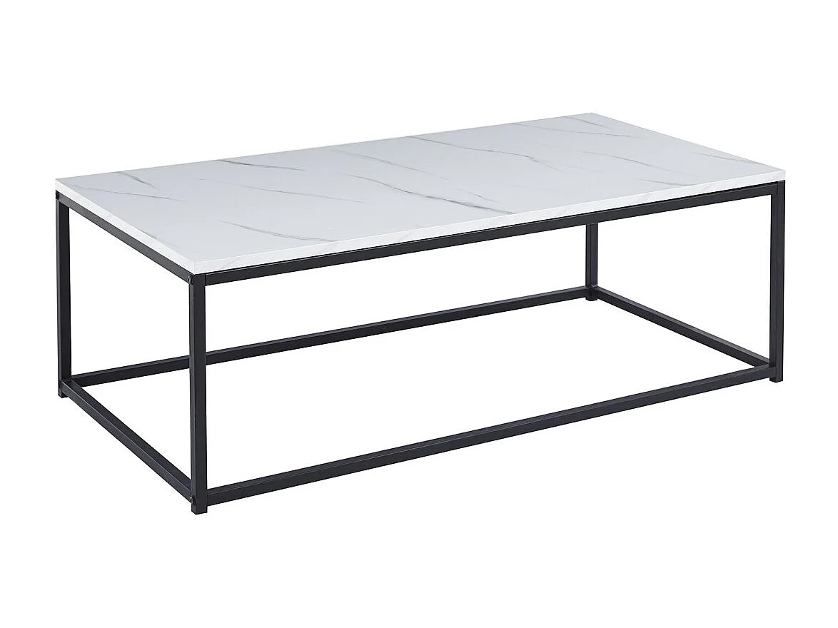 Mesa de centro EWING com efeito de mármore branco, ideal para uma sala de estar única.