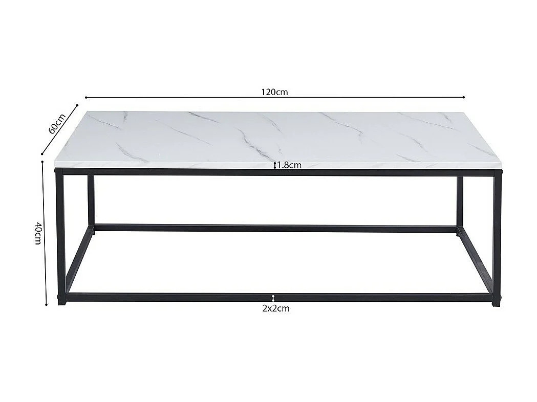 Mesa de centro EWING efecto mármol blanco, ideal para un salón único.