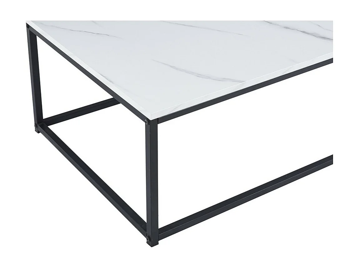 Mesa de centro EWING efecto mármol blanco, ideal para un salón único.