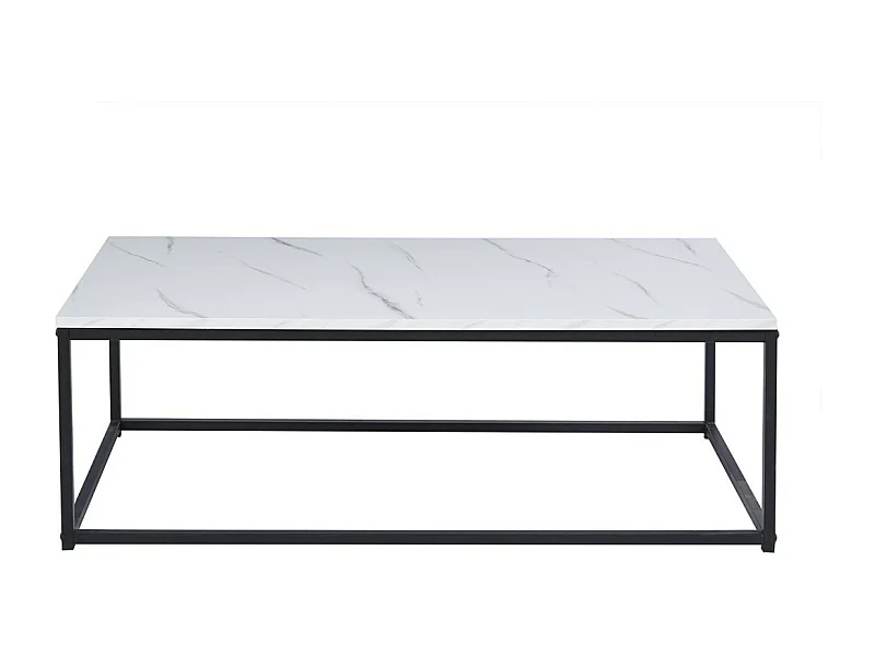 Mesa de centro EWING efecto mármol blanco, ideal para un salón único.