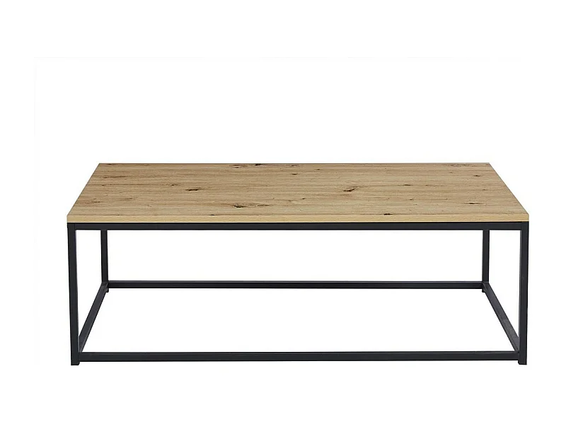 Table basse EWING – Chêne vieilli et métal noir – Design rectangulaire