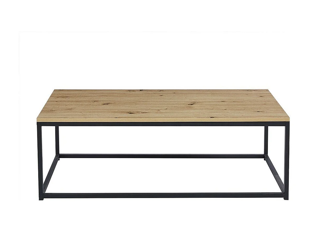 Table basse EWING – Chêne vieilli et métal noir – Design rectangulaire