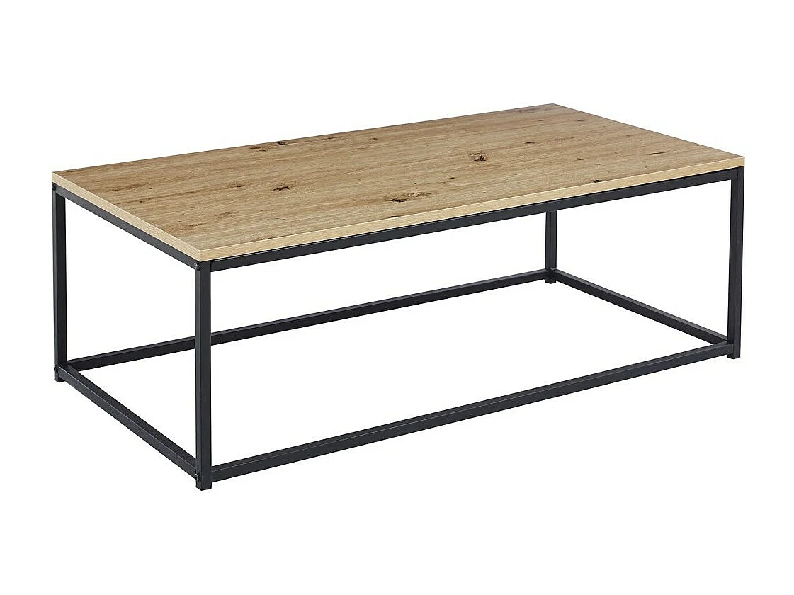 Table basse EWING – Chêne vieilli et métal noir – Design rectangulaire