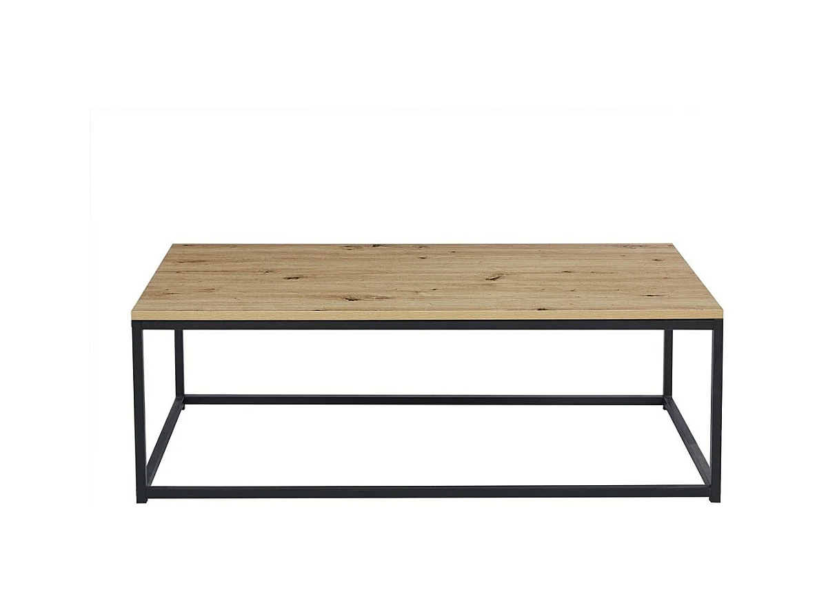 Table basse EWING – Chêne vieilli et métal noir – Design rectangulaire