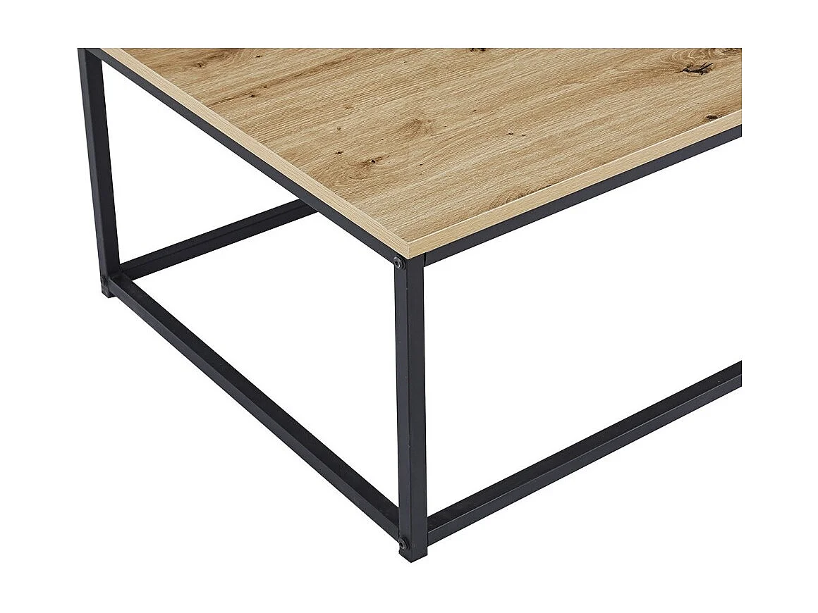Table basse EWING – Chêne vieilli et métal noir – Design rectangulaire