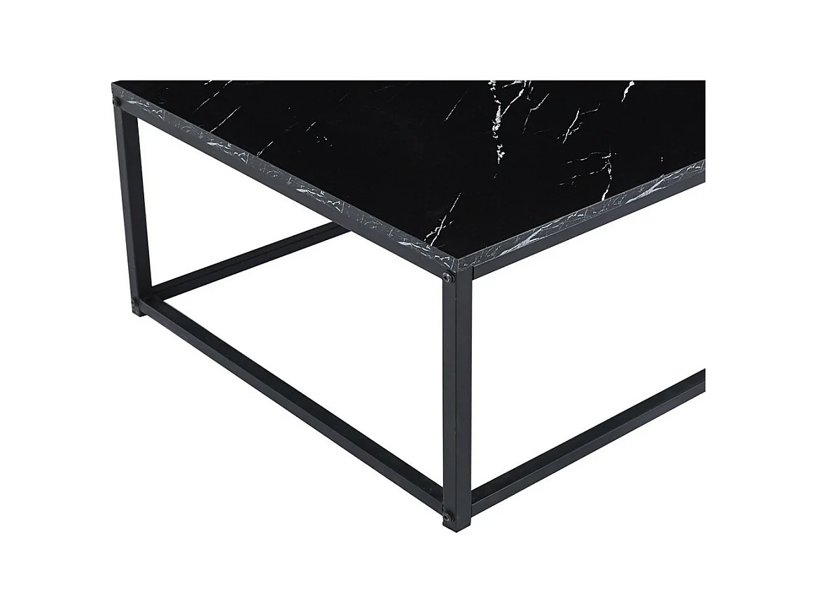Mesa de centro EWING com efeito de mármore preto, ideal para uma sala única.