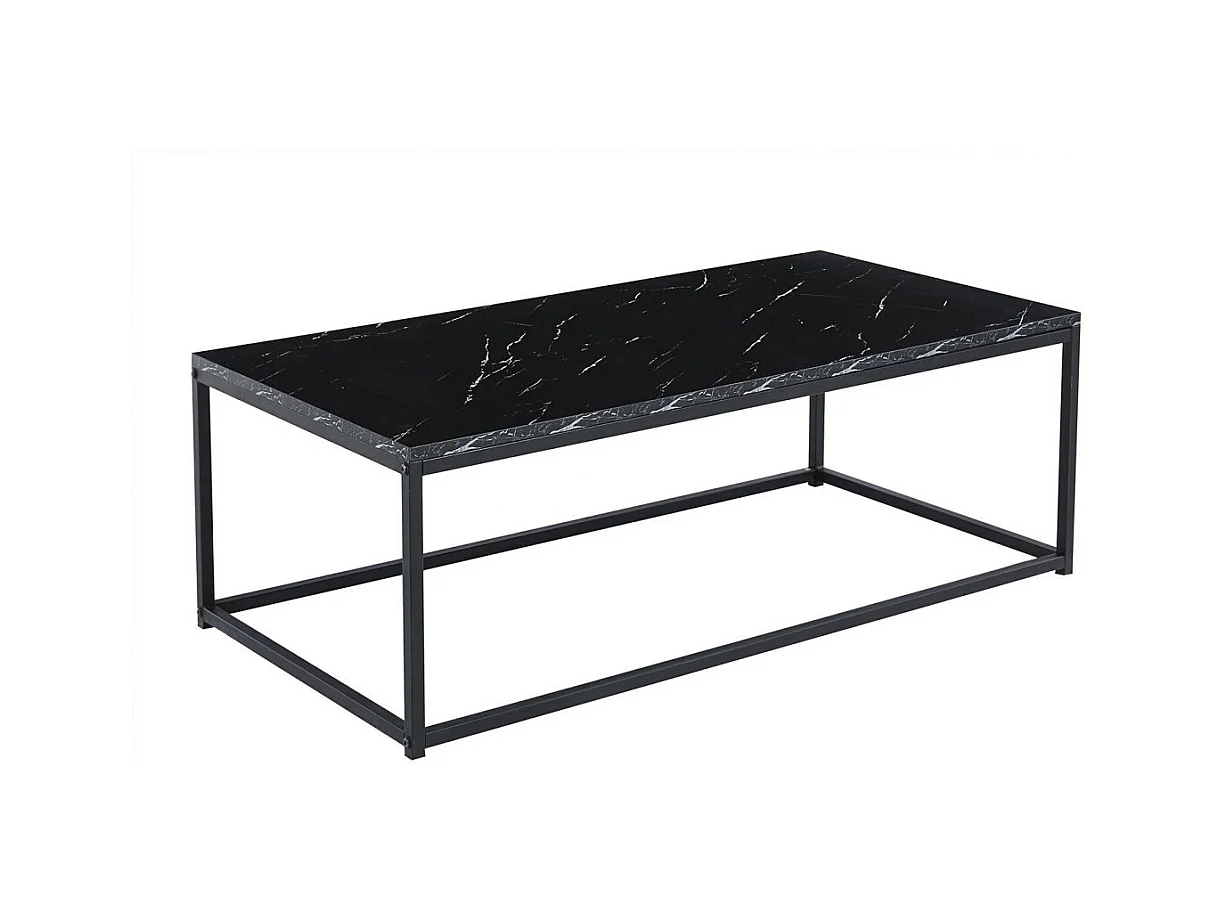 Mesa de centro EWING com efeito de mármore preto, ideal para uma sala única.