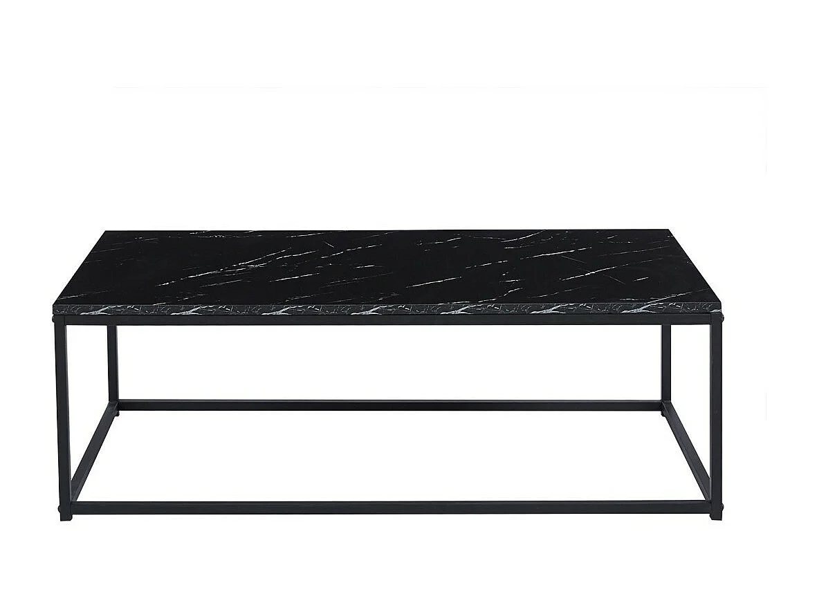 Table basse EWING – Effet marbre noir et métal – Design rectangulaire