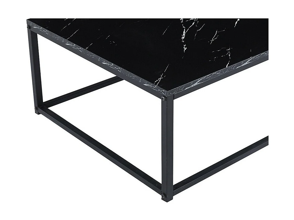 Table basse EWING – Effet marbre noir et métal – Design rectangulaire