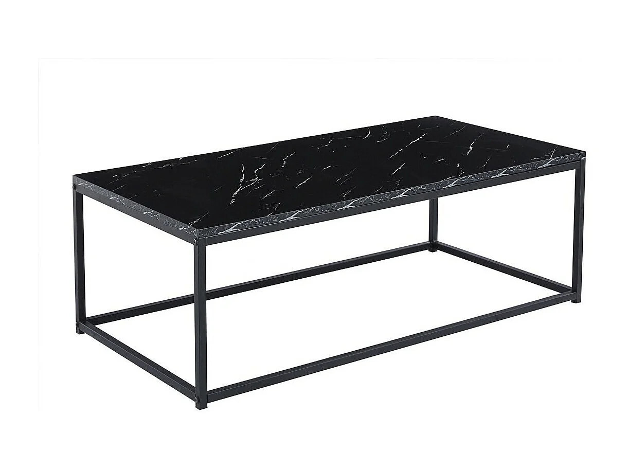 Table basse EWING – Effet marbre noir et métal – Design rectangulaire