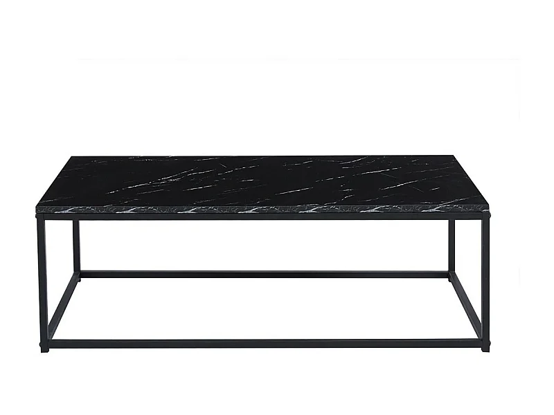 Table basse EWING – Effet marbre noir et métal – Design rectangulaire