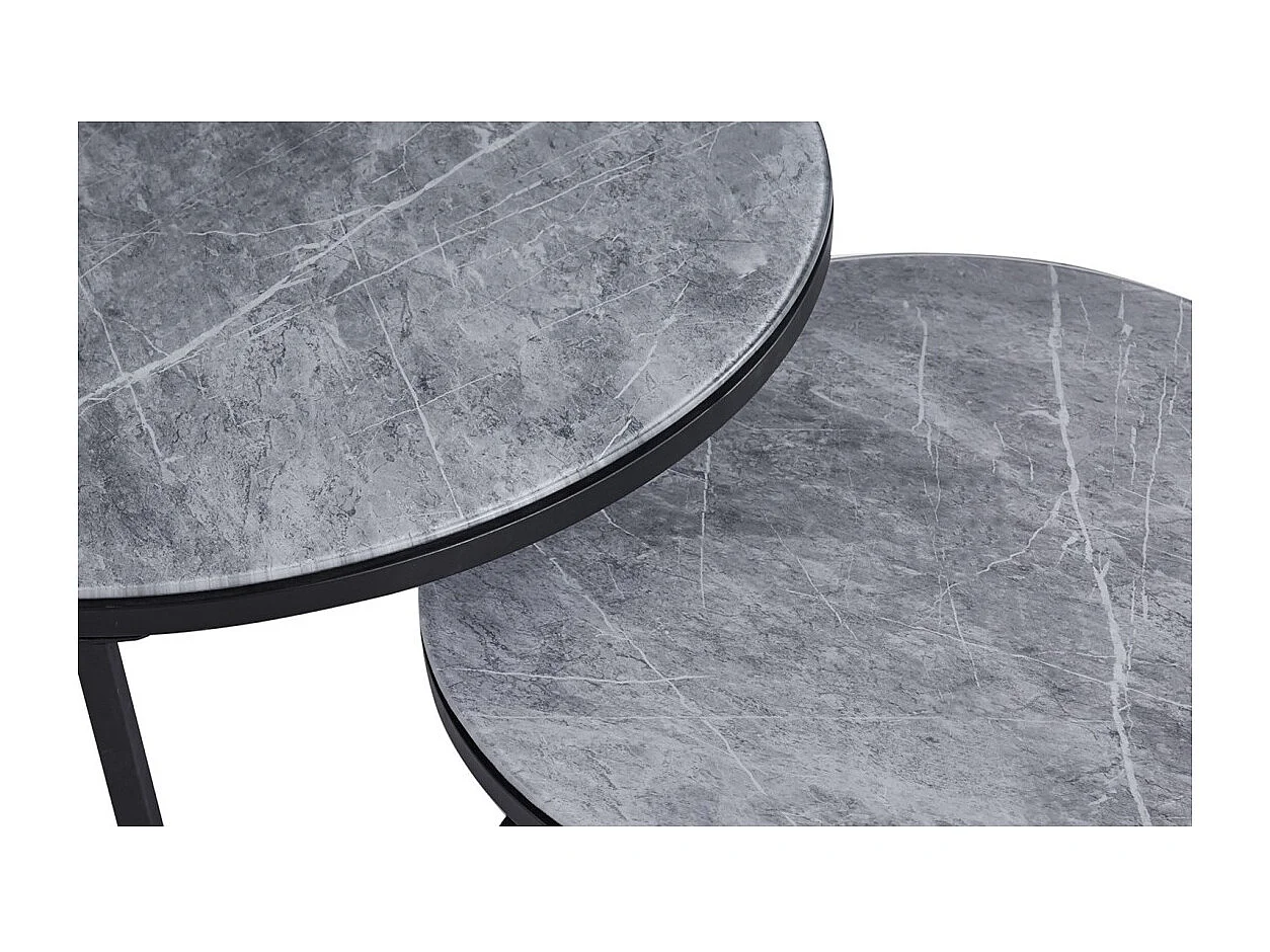 Mesa de centro coleção MANHATTAN com efeito de pedra cinza marmorizada, ideal para uma sala de estar elegante.