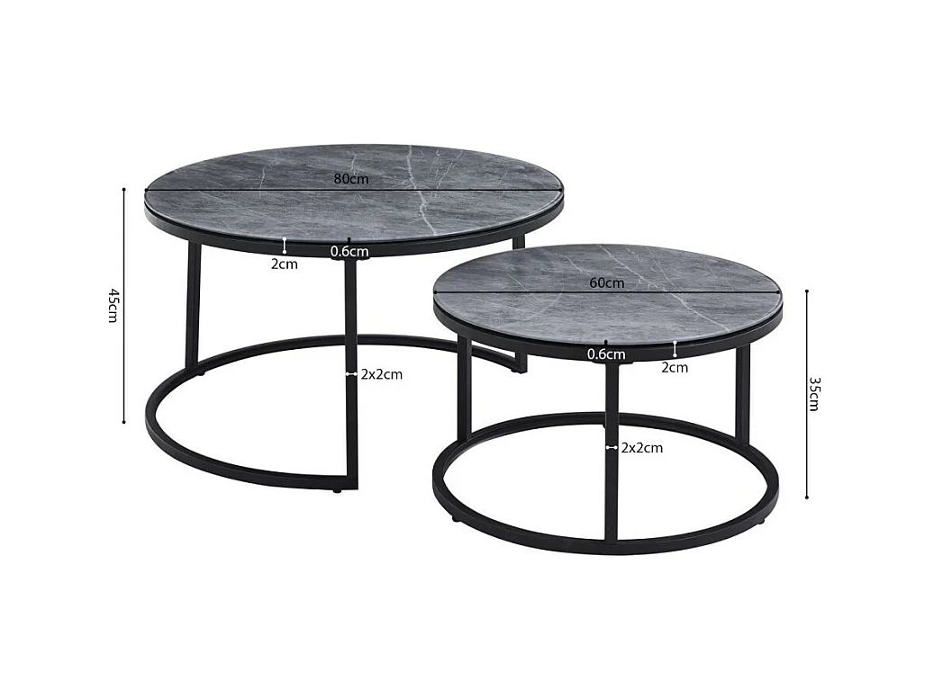 Niedriger Tisch, Kollektion MANHATTAN, mit grauem Marmoreffekt, ideal für ein schickes Wohnzimmer