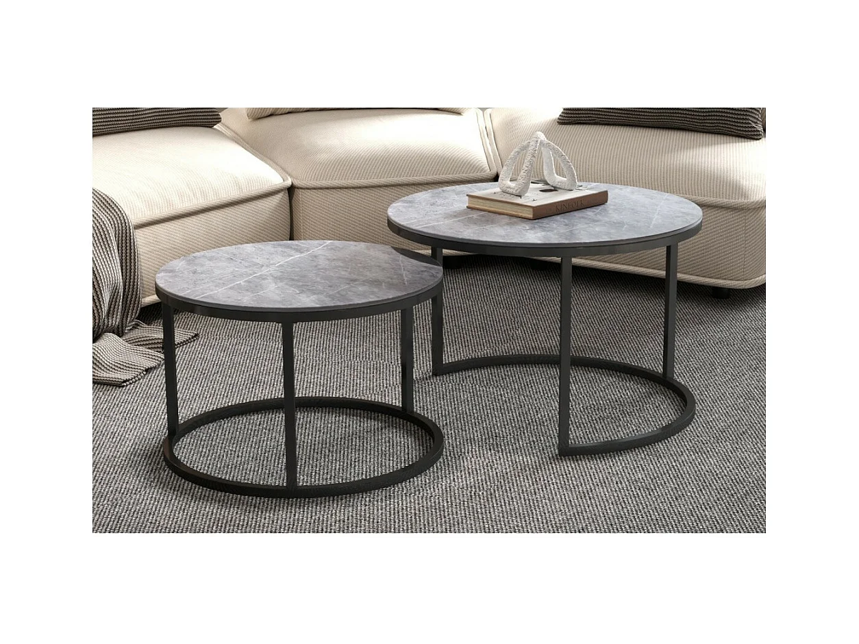 Niedriger Tisch, Kollektion MANHATTAN, mit grauem Marmoreffekt, ideal für ein schickes Wohnzimmer