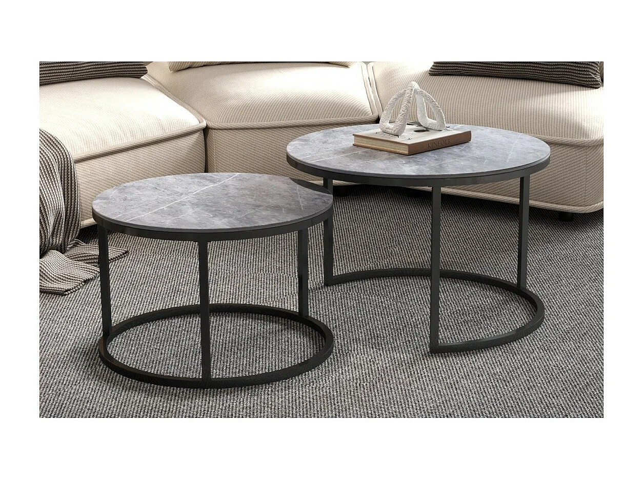 Niedriger Tisch, Kollektion MANHATTAN, mit grauem Marmoreffekt, ideal für ein schickes Wohnzimmer