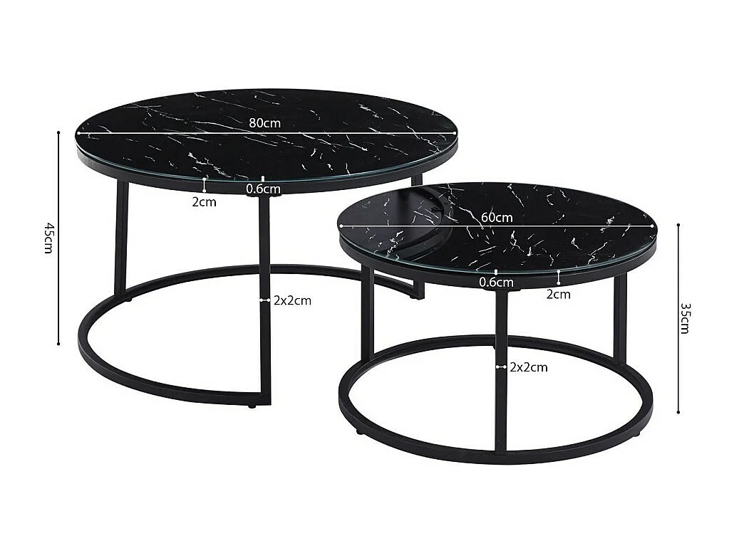 Mesa de centro coleção MANHATTAN efeito mármore preto, Ideal para uma sala de estar chique