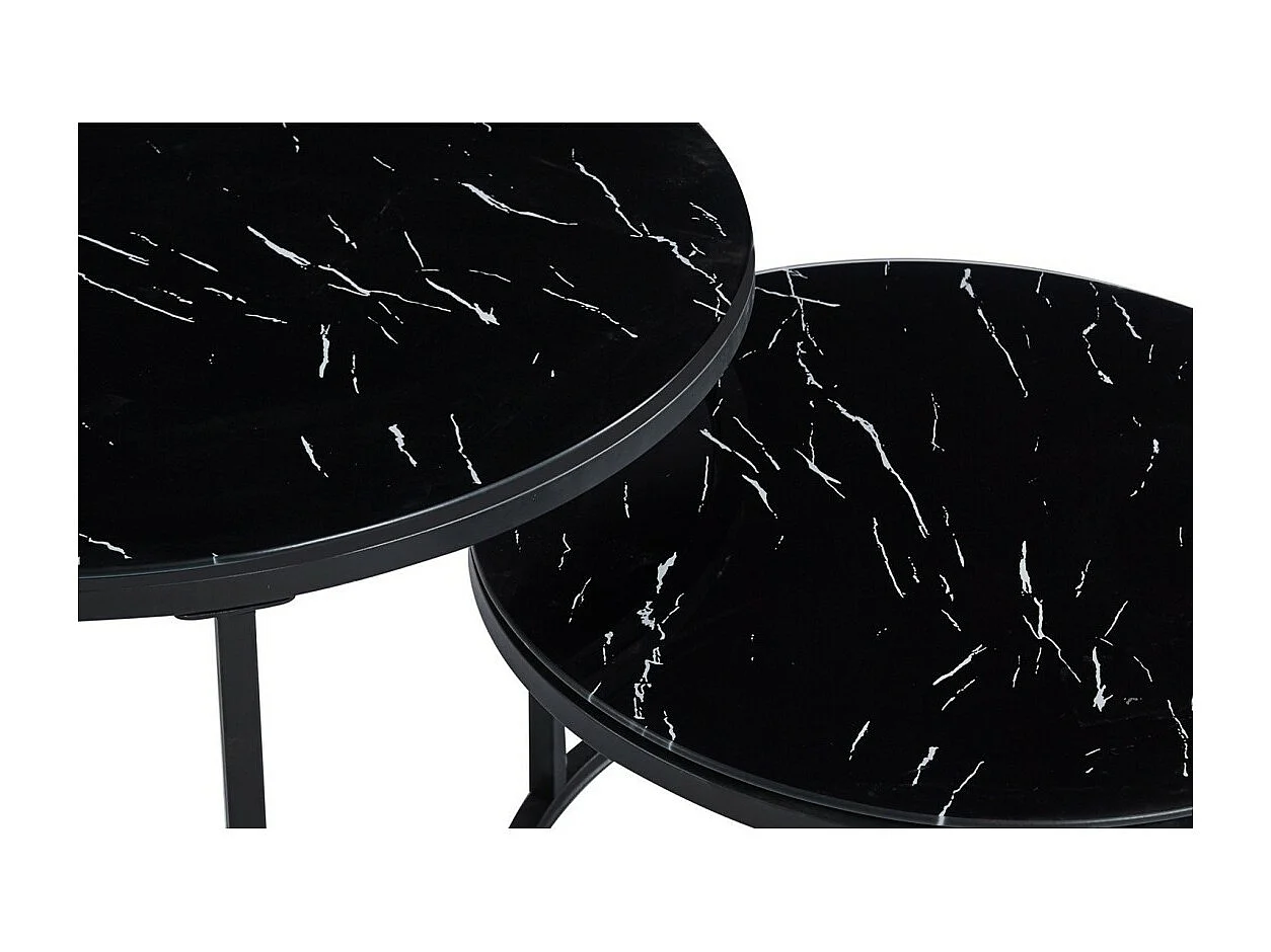 Mesa de centro coleção MANHATTAN efeito mármore preto, Ideal para uma sala de estar chique