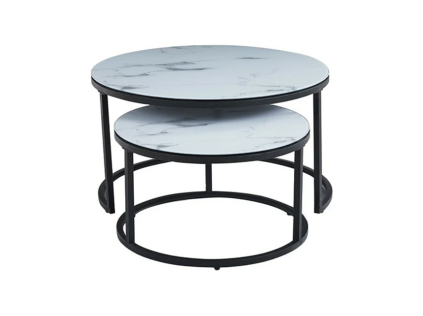 Mesa de centro coleção MANHATTAN com efeito de mármore branco, ideal para uma sala de estar elegante