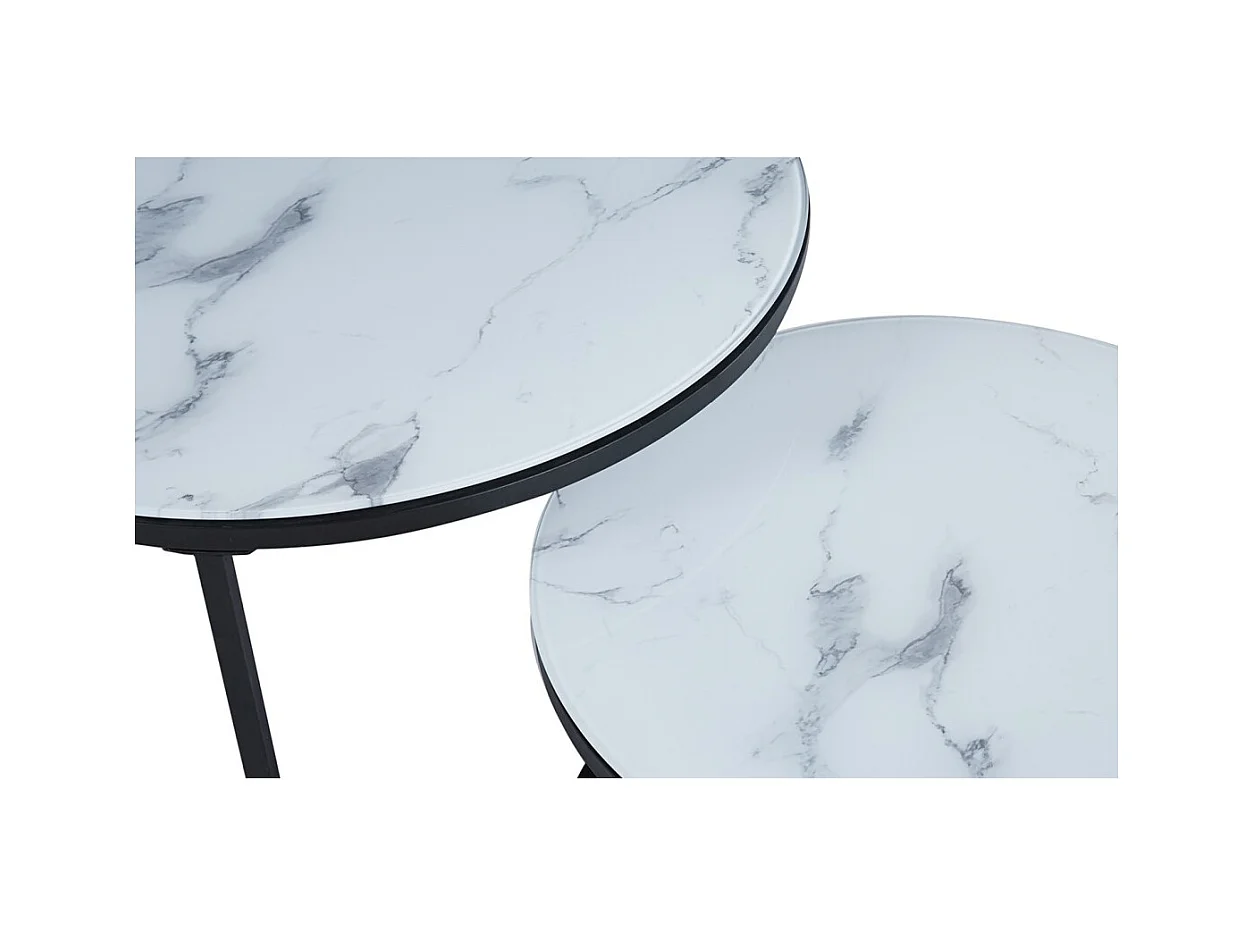 Mesa de centro coleção MANHATTAN com efeito de mármore branco, ideal para uma sala de estar elegante