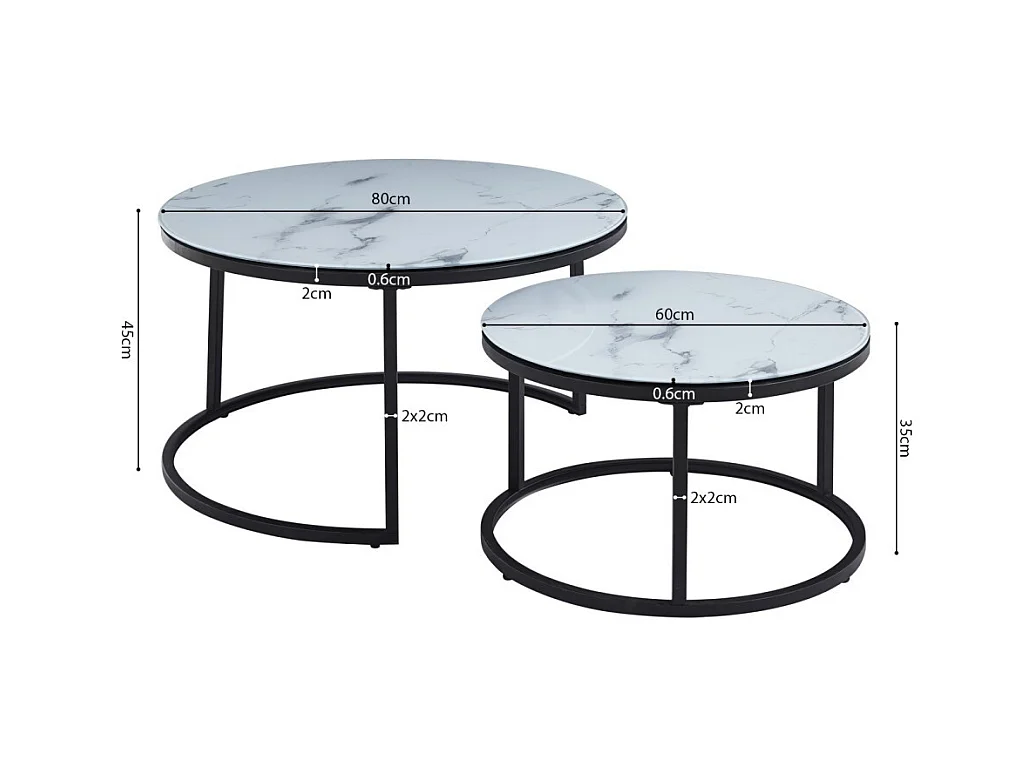 Mesa de centro coleção MANHATTAN com efeito de mármore branco, ideal para uma sala de estar elegante