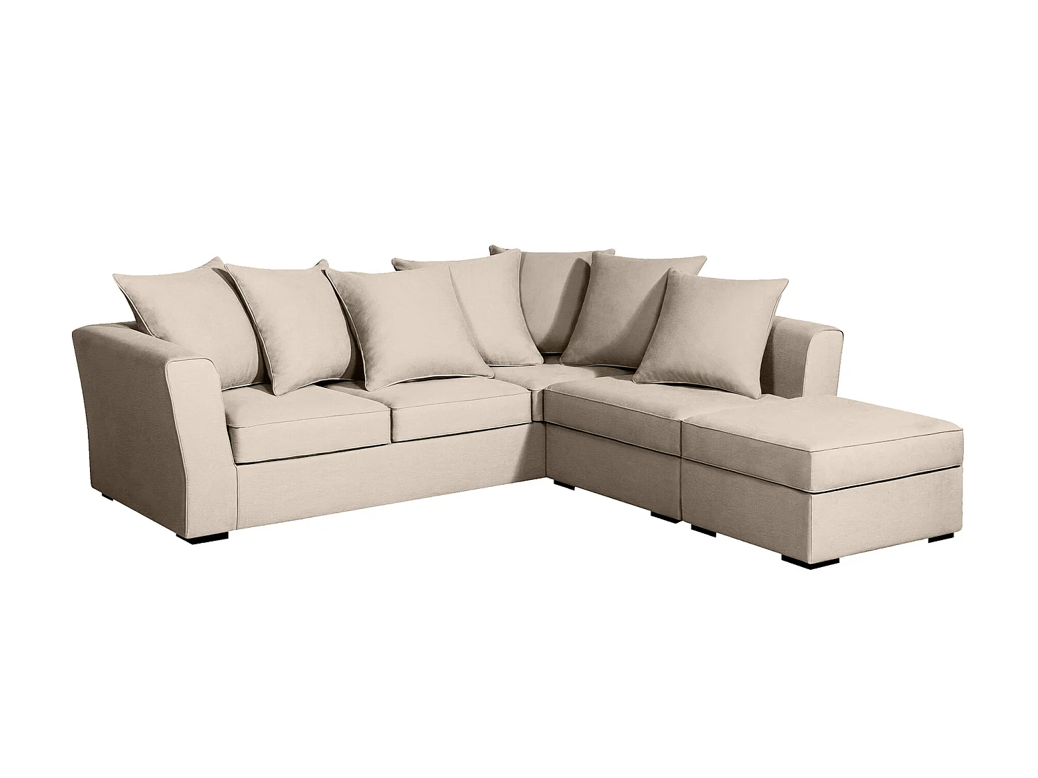 Canapé d'angle YSER fixe 240 x 236 cm Tradition Beige - 100% déhoussable - Fab. en France