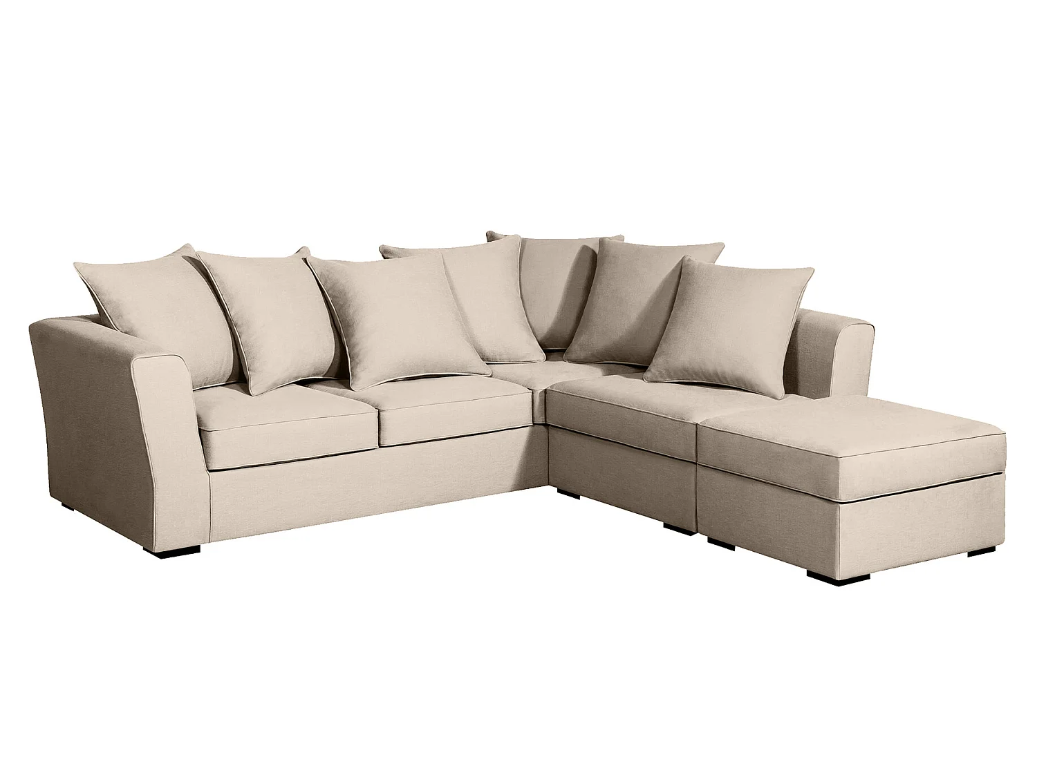 Canapé d'angle YSER fixe 240 x 236 cm Tradition Beige - 100% déhoussable - Fab. en France