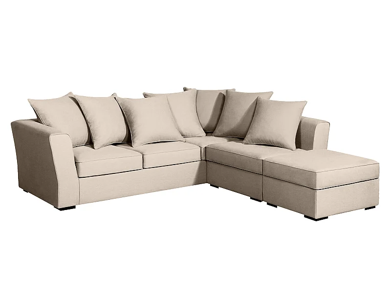 Canapé d'angle YSER fixe 240 x 236 cm Tradition Beige - 100% déhoussable - Fab. en France