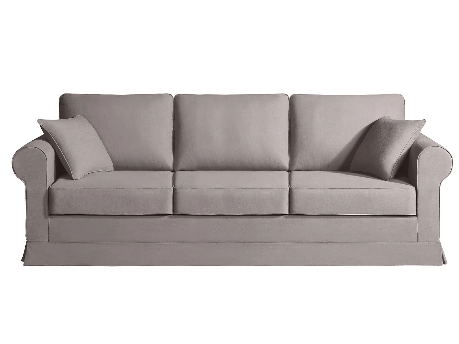 Canapé 5 pl COLME 230 cm fixe tissu Tradition Taupe - 100% déhoussable - Fab. France