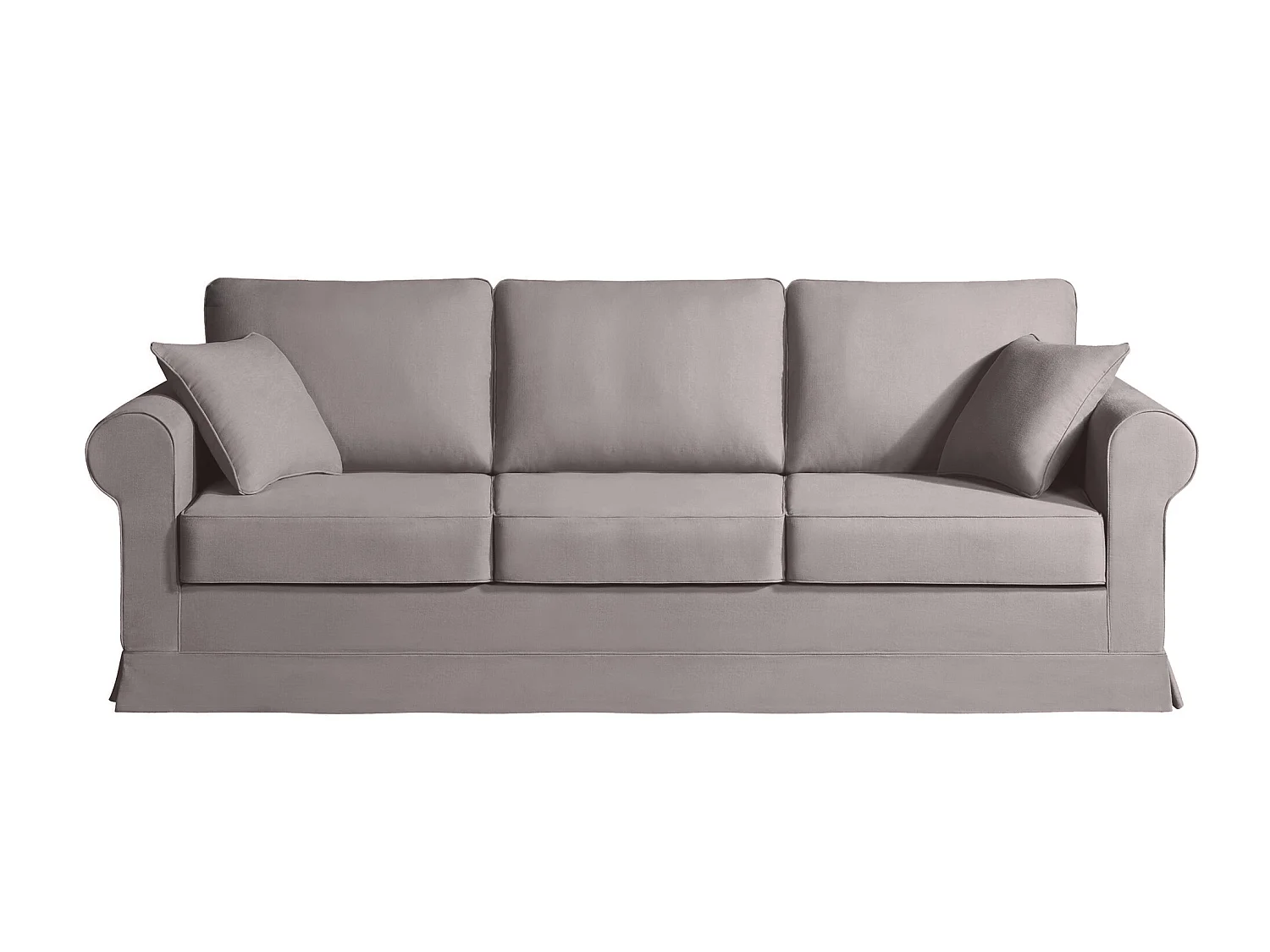 Canapé 5 pl COLME 230 cm fixe tissu Tradition Taupe - 100% déhoussable - Fab. France