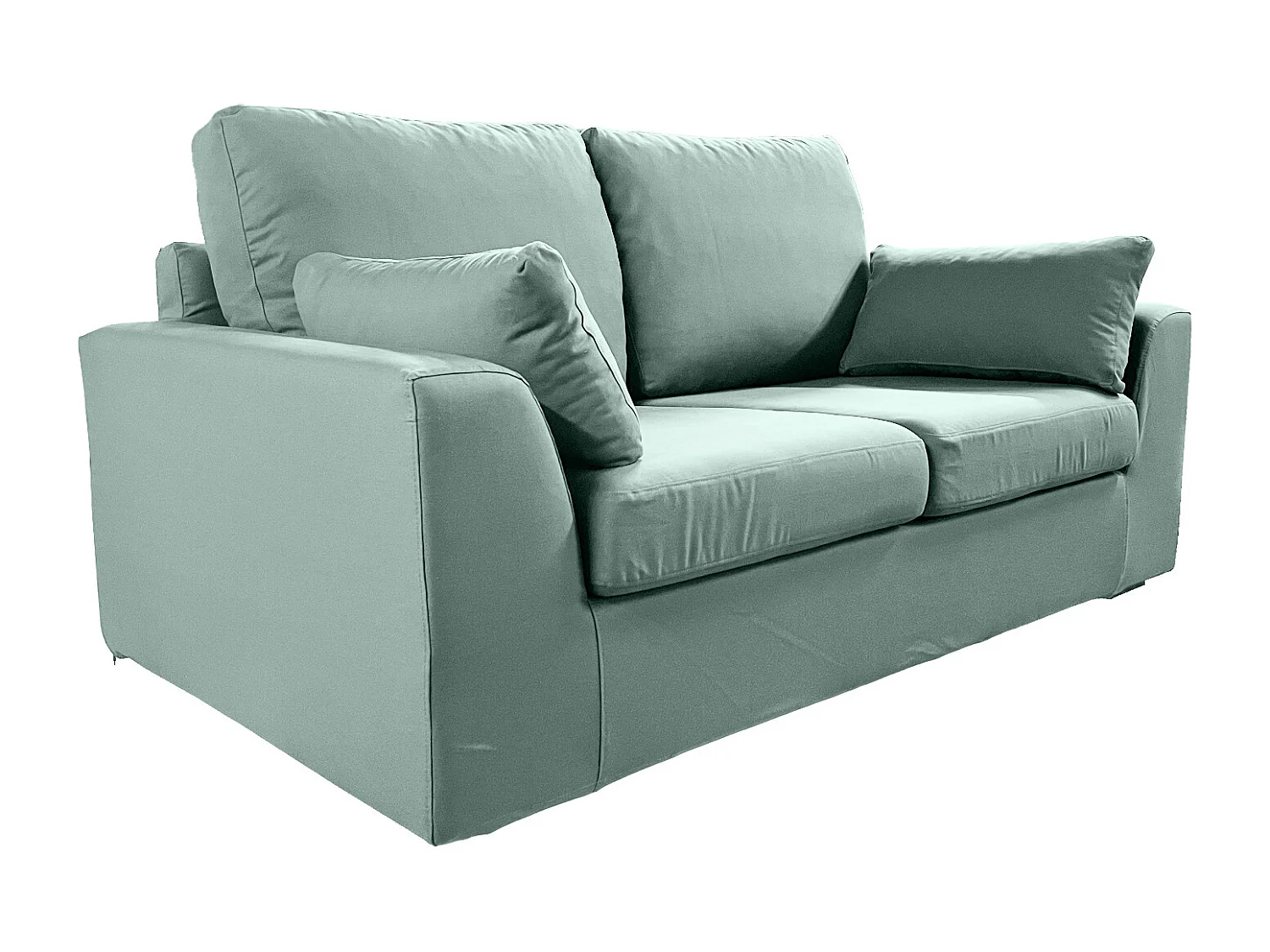 Canapé 3 pl TRESSIN 170 cm fixe tissu coton Céladon - 100% déhoussable - Fab. France