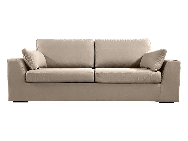 Canapé 4 pl TRESSIN 170 cm fixe tissu coton Taupe - 100% déhoussable - Fab. France