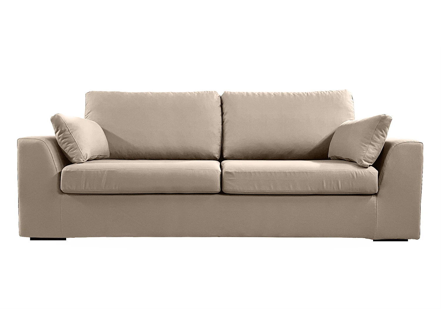 Canapé 4 pl TRESSIN 170 cm fixe tissu coton Taupe - 100% déhoussable - Fab. France