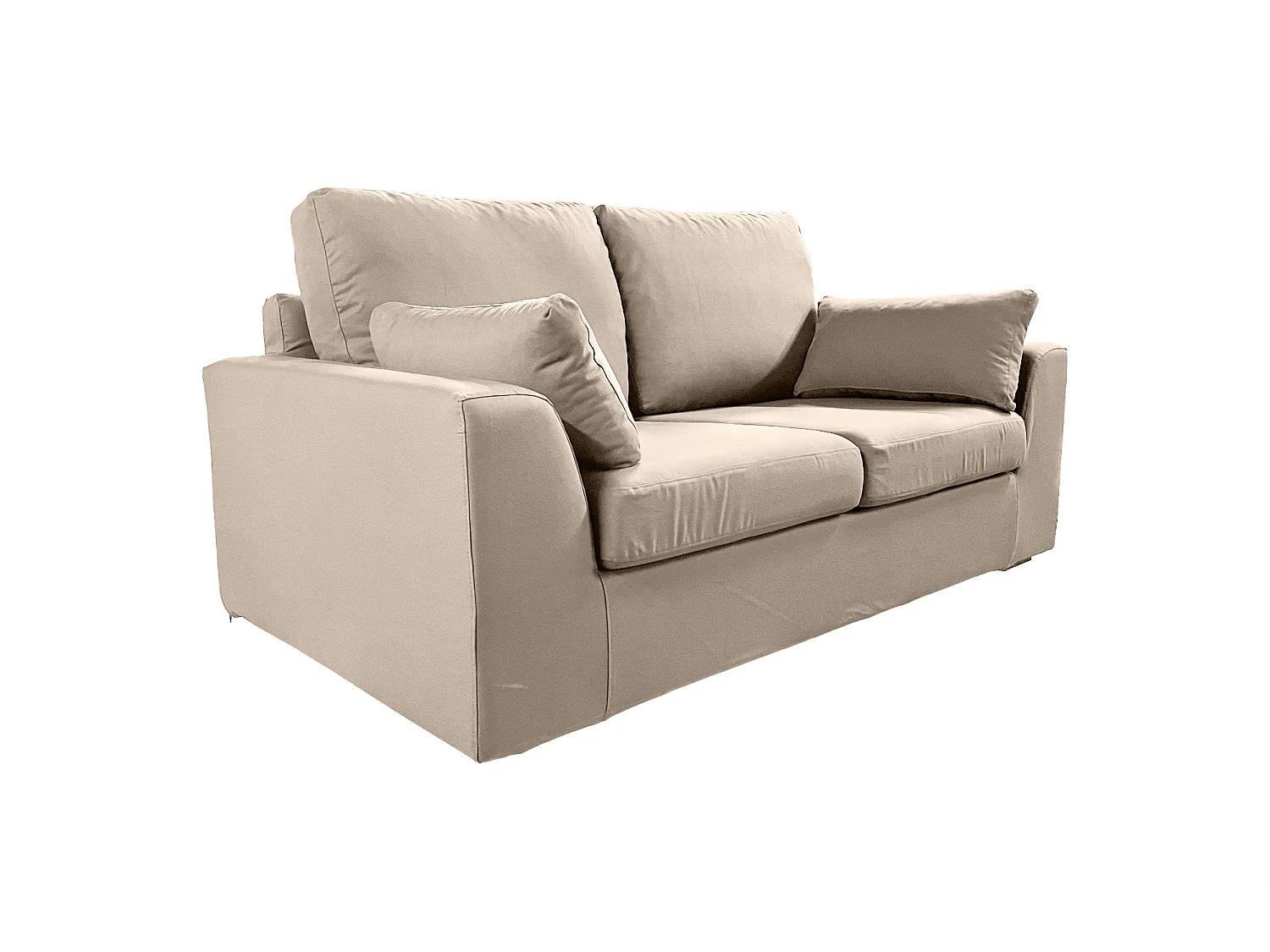 Canapé 4 pl TRESSIN 170 cm fixe tissu coton Taupe - 100% déhoussable - Fab. France