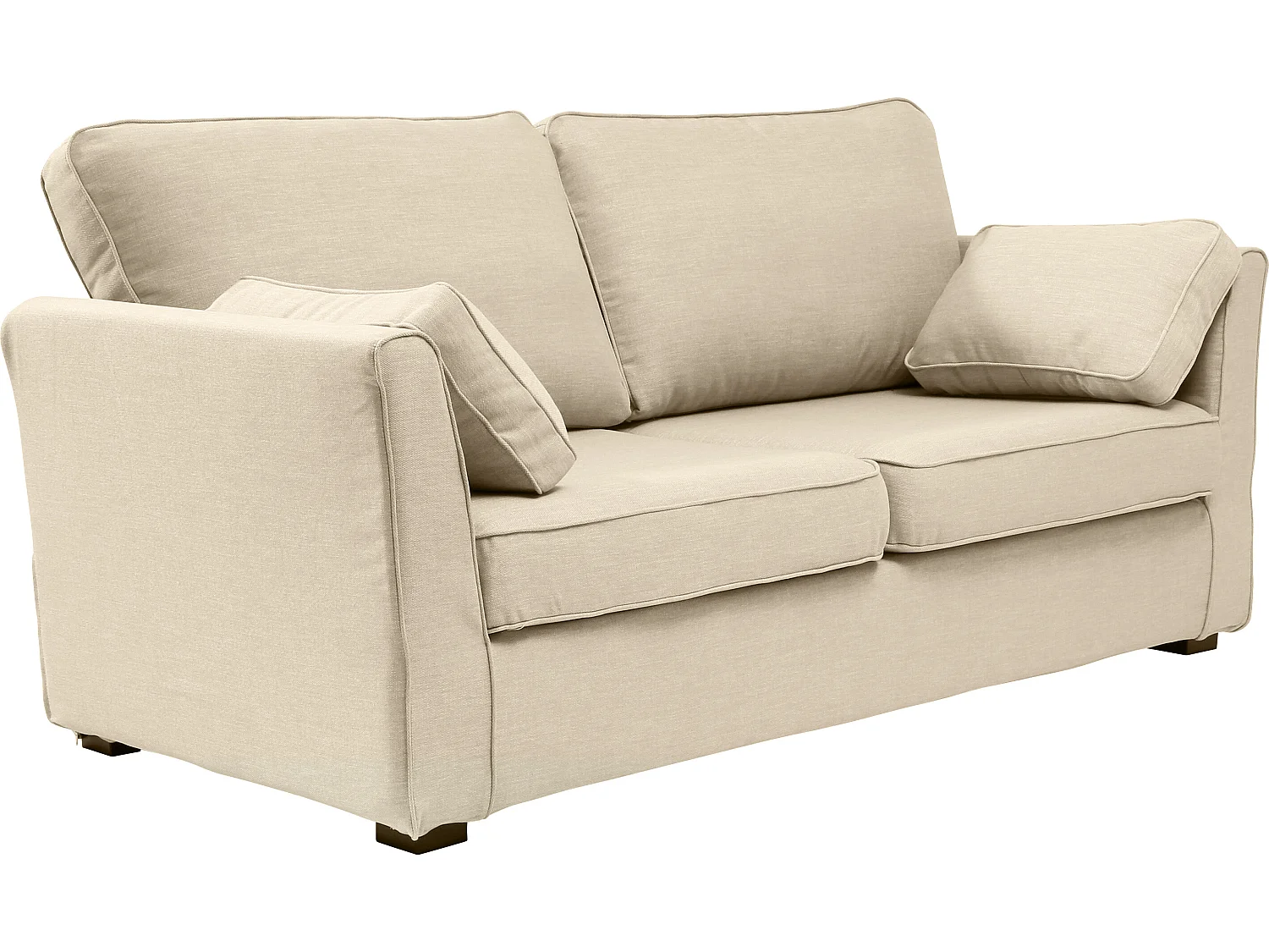 Canapé 3 pl ESCAUT 185 cm fixe tissu Tradition Beige - 100% déhoussable - Fab. France