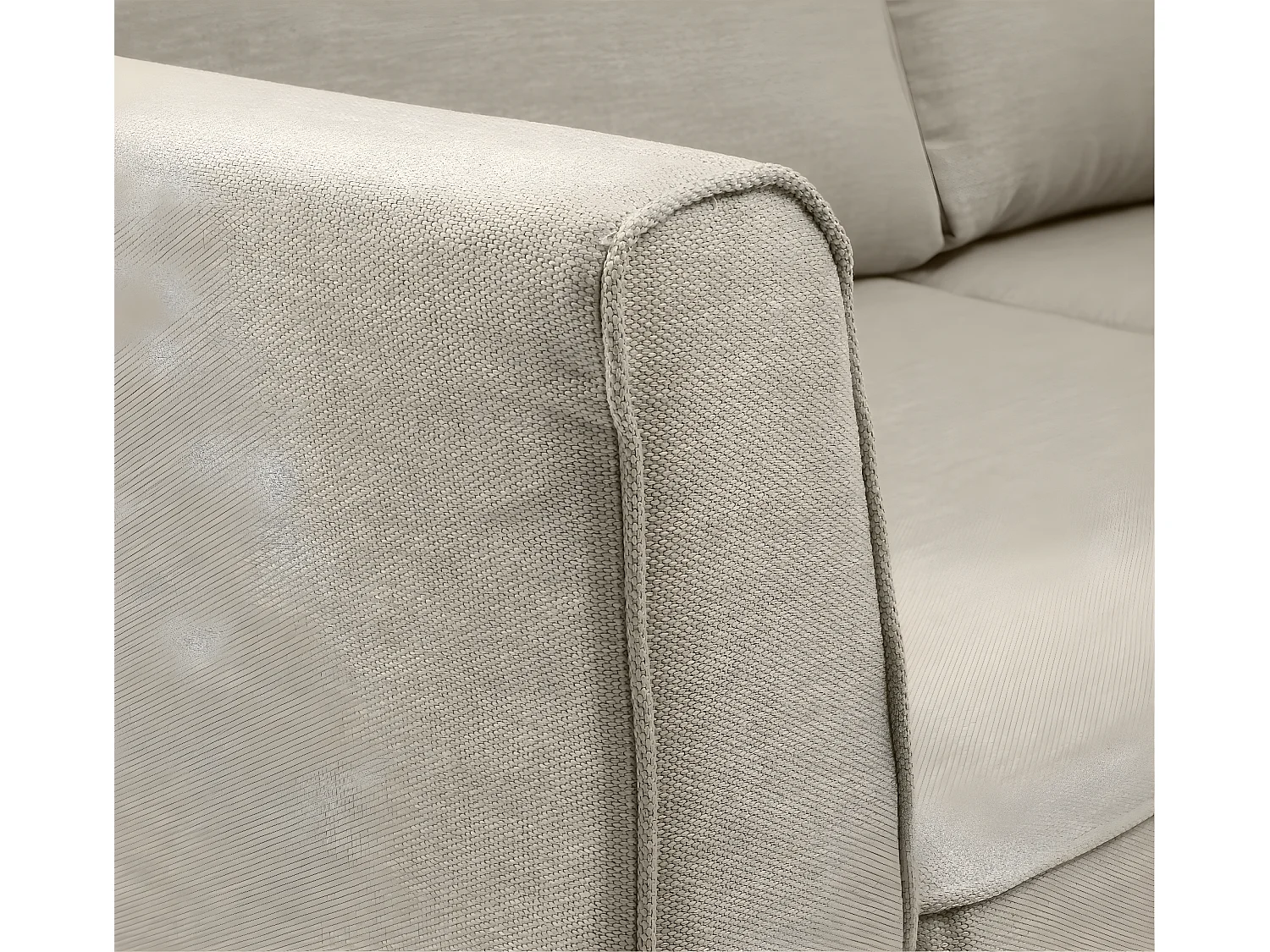 Canapé 3 pl ESCAUT 185 cm fixe tissu Tradition Beige - 100% déhoussable - Fab. France