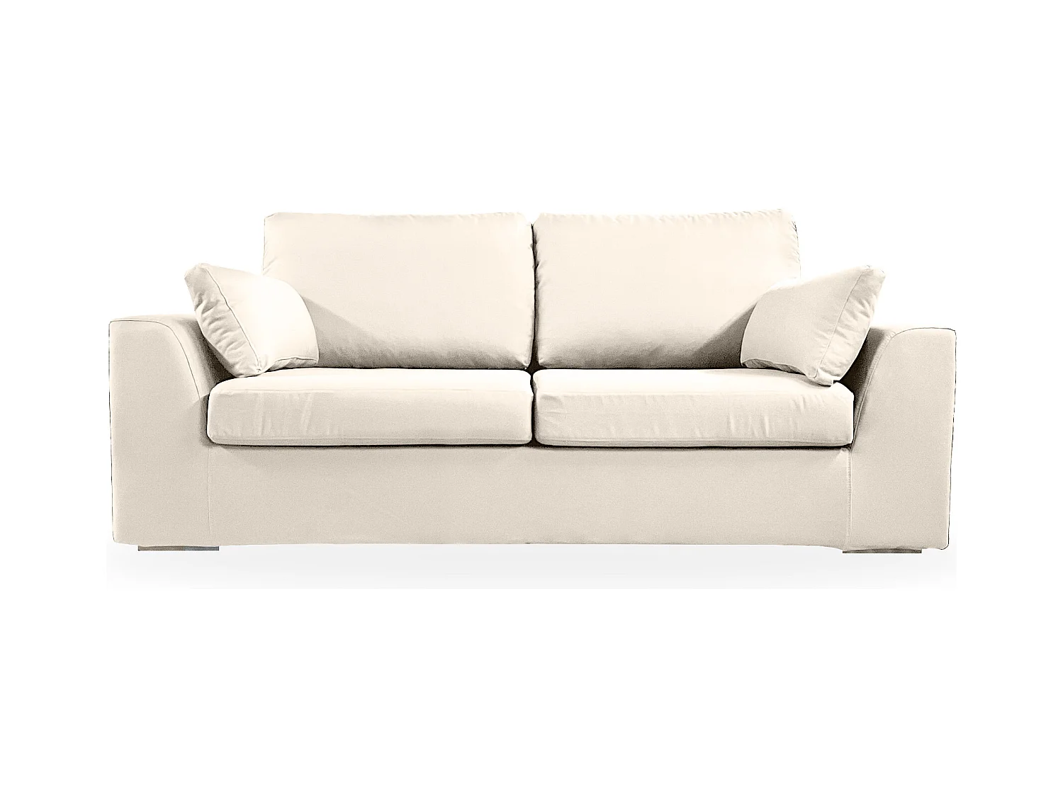 Canapé 3 pl TRESSIN 170 cm fixe tissu coton Écru - 100% déhoussable - Fab. France