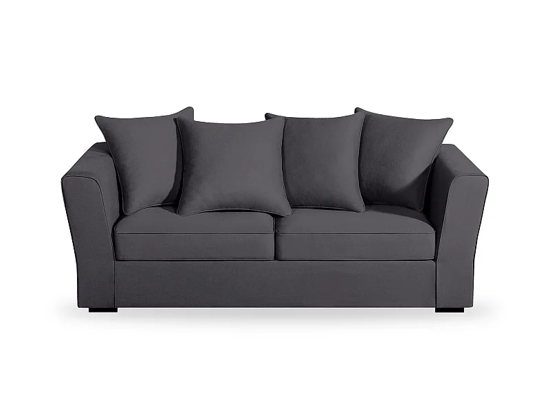 Canapé 3 pl YSER 200 cm fixe tissu Tradition Anthracite - 100% déhoussable - Fab. France