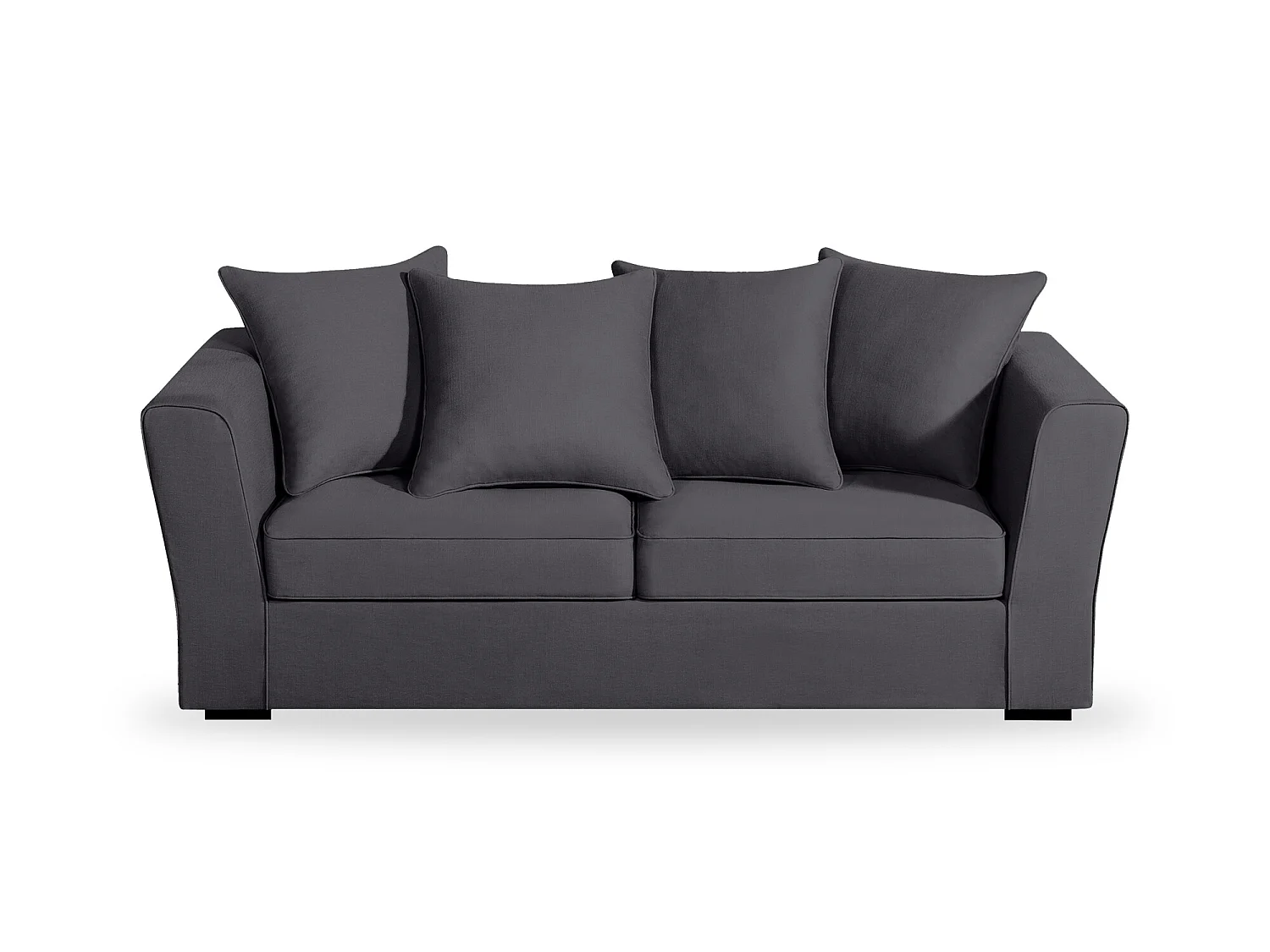 Canapé 3 pl YSER 200 cm fixe tissu Tradition Anthracite - 100% déhoussable - Fab. France